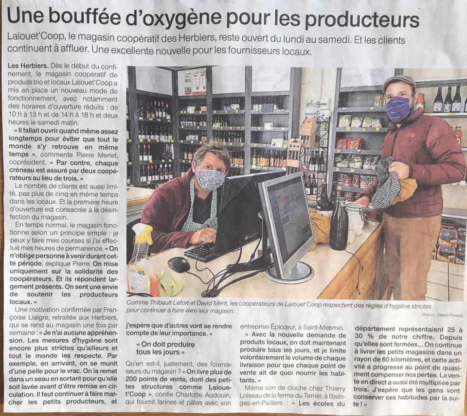 2020 04 22 - Article ouest France
